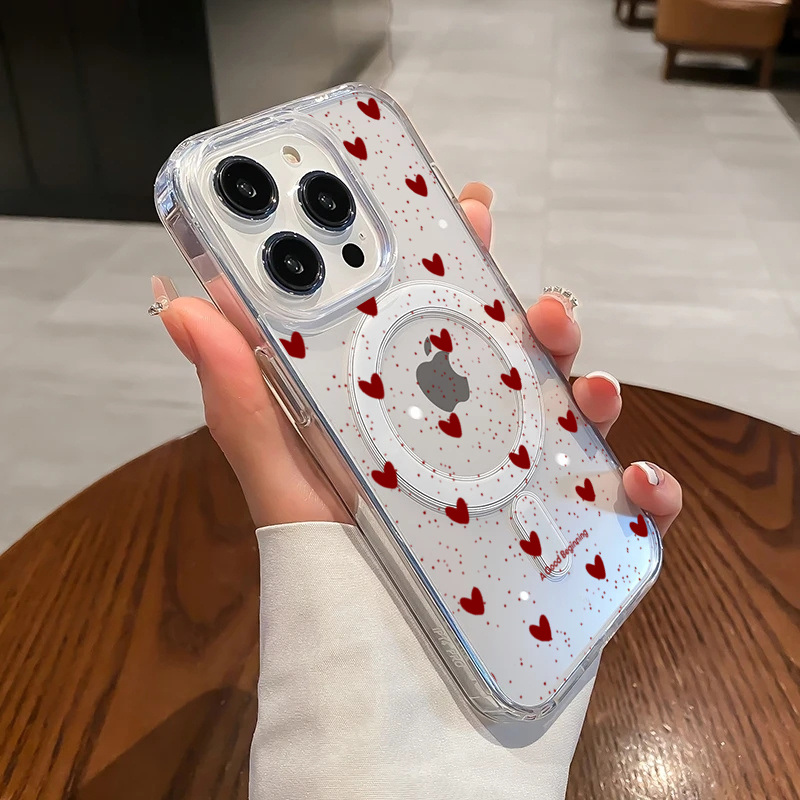 Phone Cases Clear - INS Rotes Liebesherz Sexy Transparente Silikonhülle