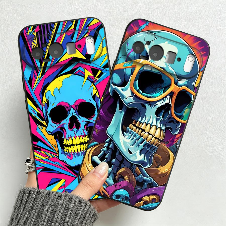 Phone Cases Pixel 9A - Neon Pop Art Totenkopf-Hülle für Google