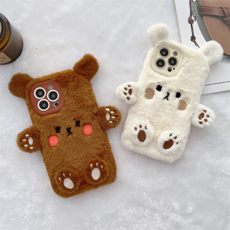 Phone Cases For Iphone 16 - Koreanische 3D Cartoon Bär Flauschige Plüsch