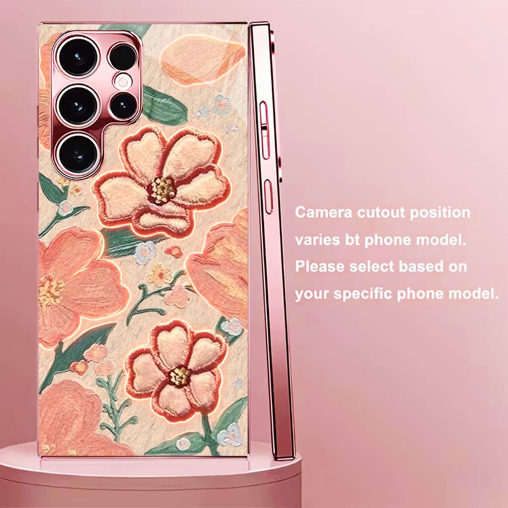 Phone Cases Quad Lock - Leuchtende Pfirsichblüten-Mode-Handyhülle S26 Ultra Hülle Quad