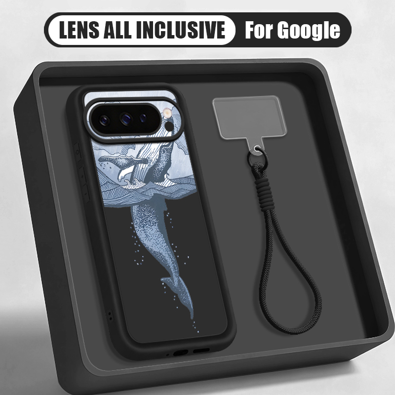 Phone Cases Pixel 9A - Handgelenkschlaufen-Hülle mit Buckelwal-Print für Google Pixel