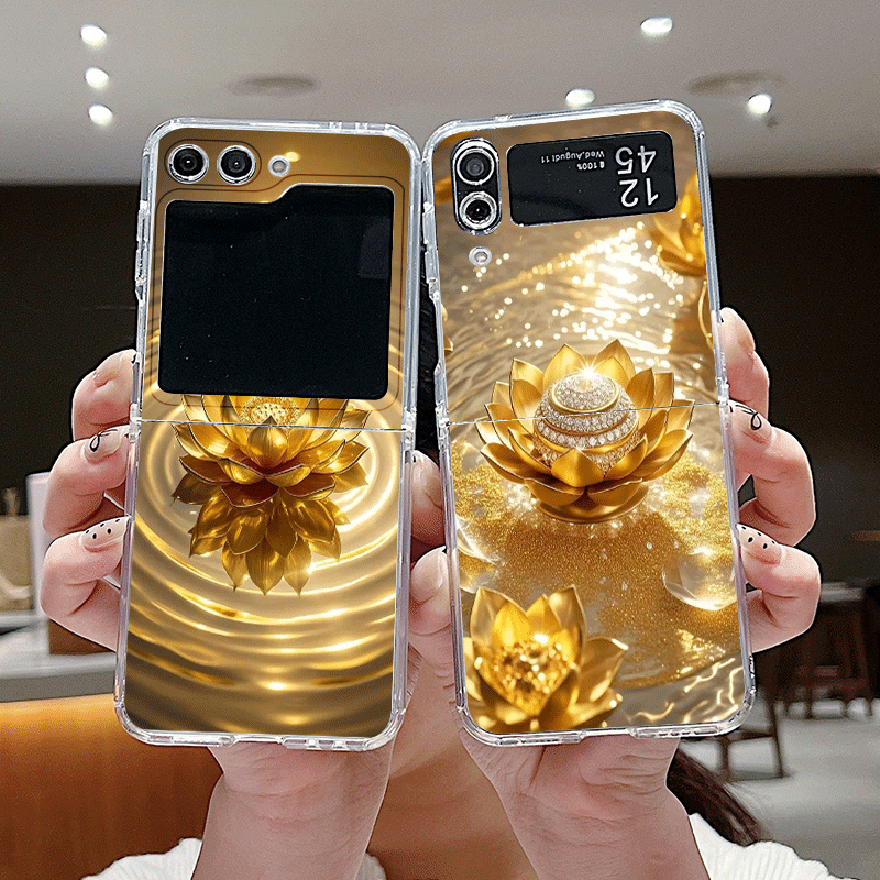 Phone Cases Z Fold 4 - Kreative goldene Lotusblumenmuster-Handyhülle für Samsung Galaxy