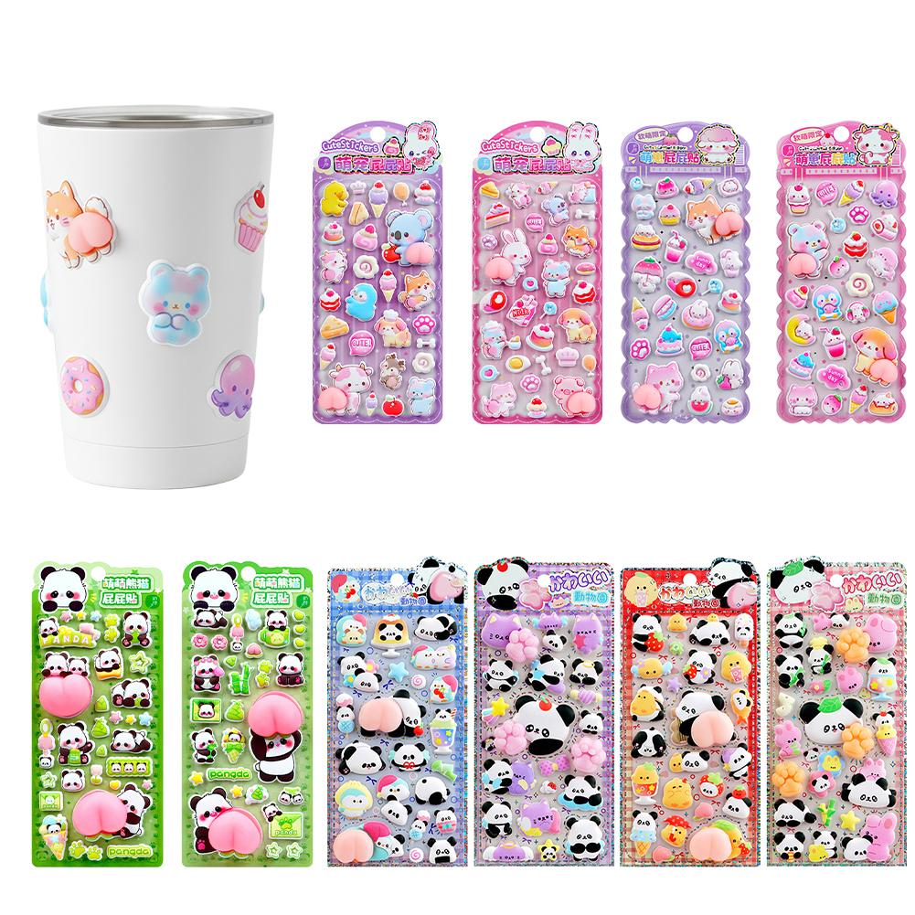 Phone Cases Rubber - Niedlicher 3D-Panda-Cartoon Stressabbau-Gummi-Dekor-Aufkleber Pfoten Handyhüllen-Aufkleber für