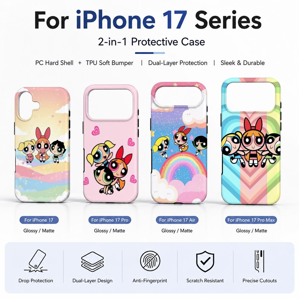 Phone Cases Girly - Anime P-Powerpuff Girls Handyhülle aus Filmmaterial