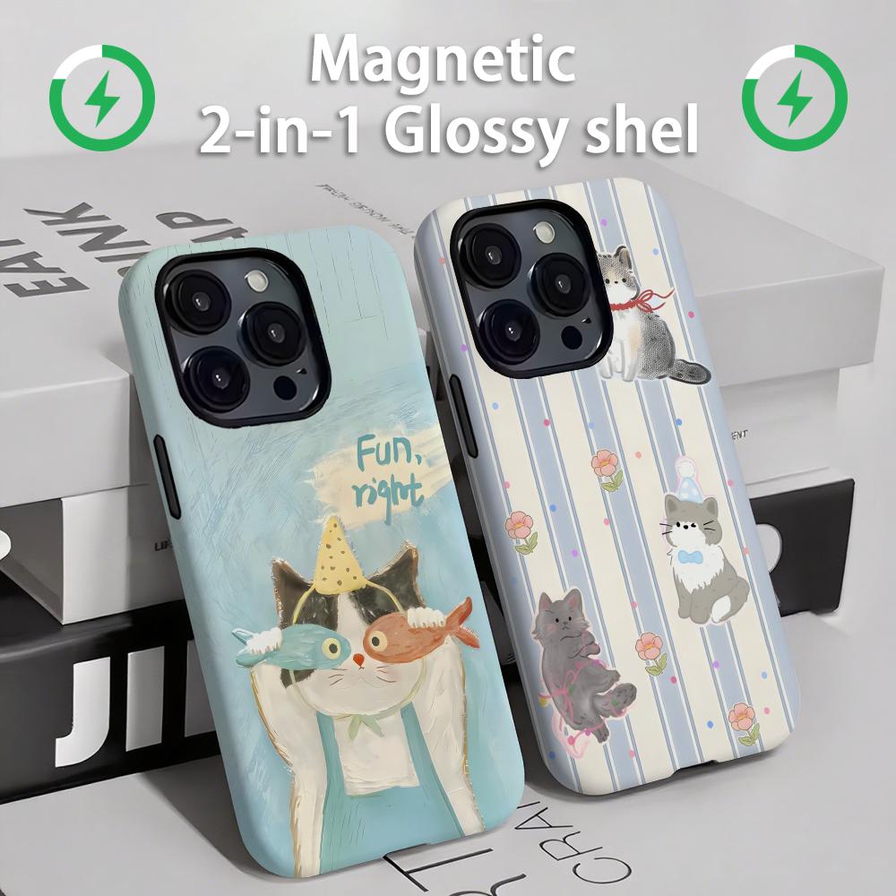Phone Cases For Iphone 16 - Niedliche Katzen und Hunde Handyhülle Magnetisch