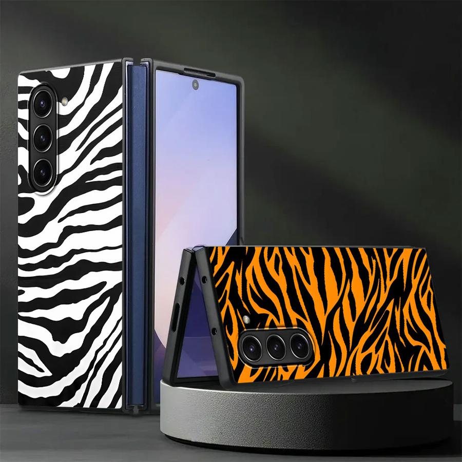 Phone Cases Z Fold 4 - Zebra gestreifte Sonnenblumen-Rückseite Handyhülle für Samsung