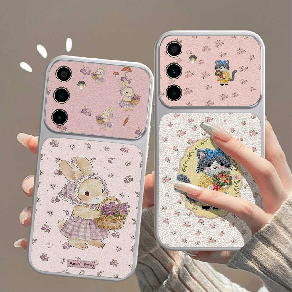 Phone Cases Galaxy S26 - Niedliche Hasen-Leder-Handyhülle für Samsung A37 A57