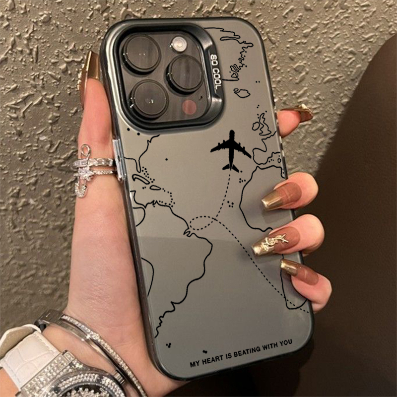 Phone Cases Dior - Reiseinspirierte TPU-Basishülle im Flugzeug-Route-Design für iPhone