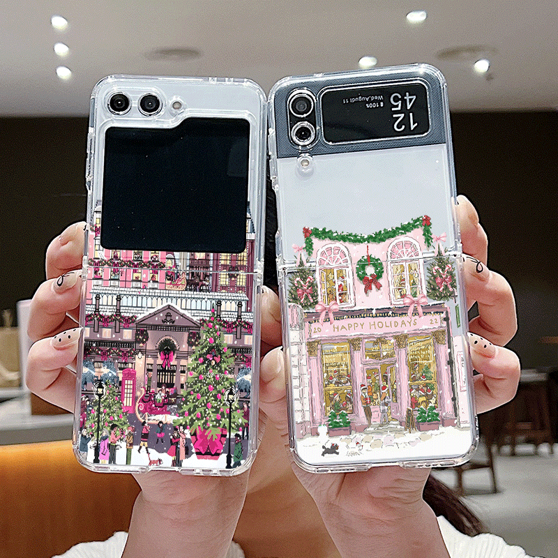 Phone Cases Z Fold 4 - Ländliches Gebäude Schnee Landschaft Weihnachten Klare