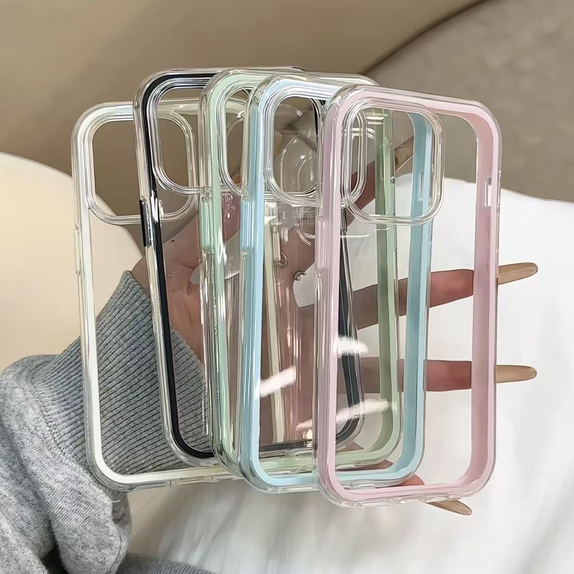 Phone Cases Girly - Luxus Candy Farbe Rahmen Klare Rückseite