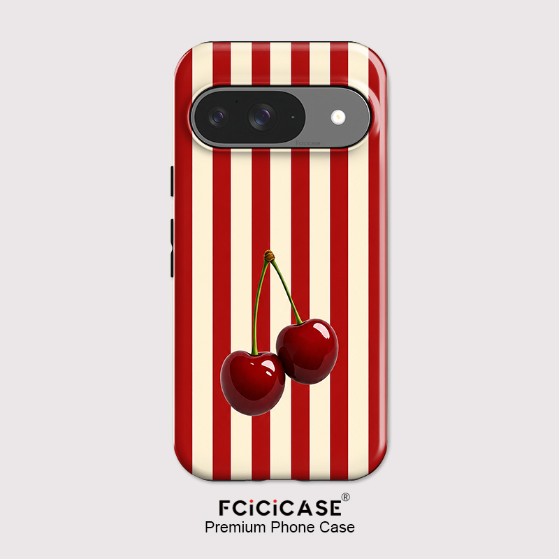 Phone Cases Google Pixel 9 - Fcicicase Handyhülle mit Kirschstreifenmuster für Google