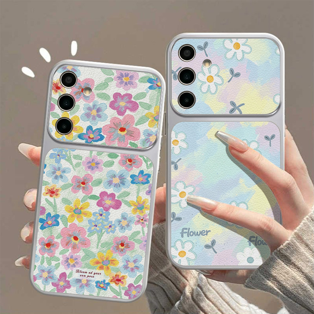 Phone Cases Galaxy S26 - Bunte Blumen-Leder-Handyhülle für Samsung S26 Ultra