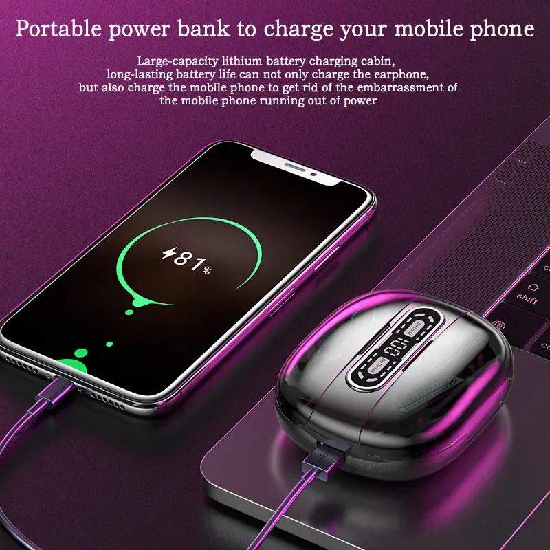 Phone Cases Pk - Paar-Kopfhörer für 2 Telefone, 2000mAh Ladebox,