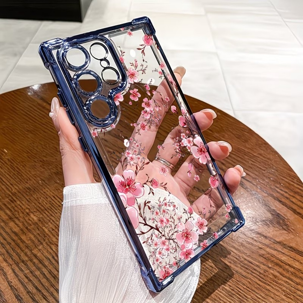 Phone Cases Galaxy S26 - Kirschblüten Galvanisierte Vier-Ecken-Sturzsichere Handyhülle für Samsung