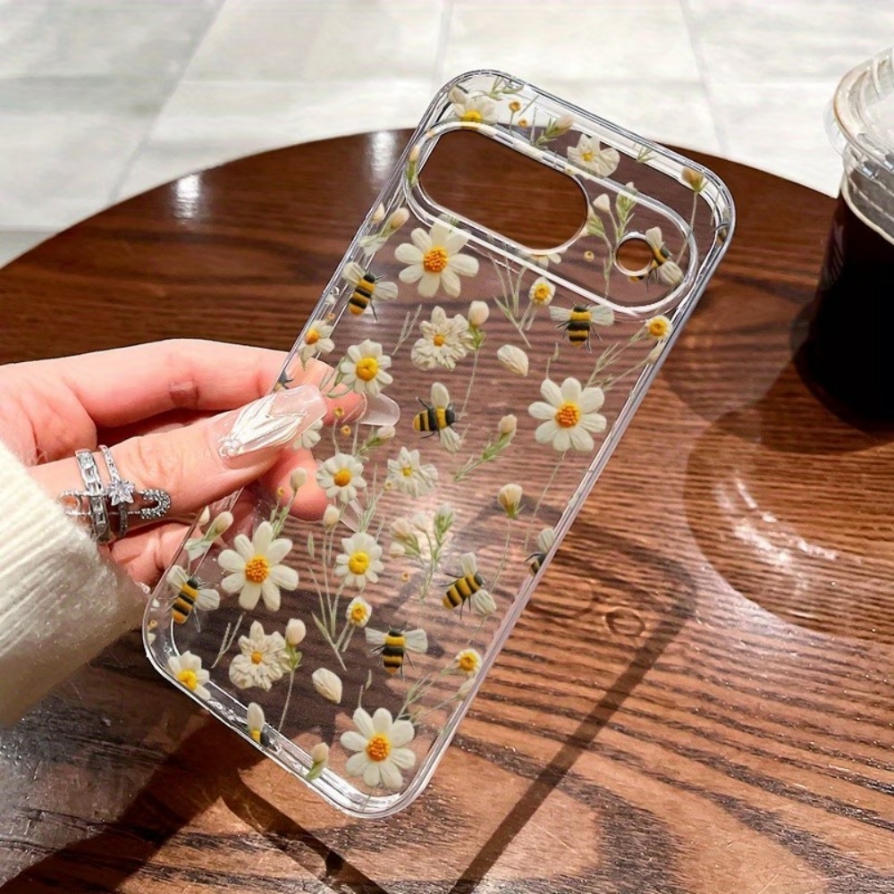 Phone Cases Pixel 9A - Niedliches Honigbienen-Blumenmuster Weiche Transparente Handyhülle für
