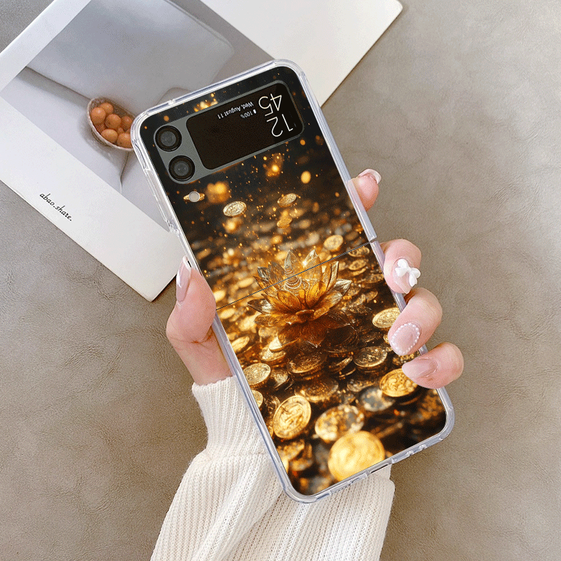 Kreative goldene Lotusblumenmu – Phone Cases Z Fold 4 Bewertung und Preis